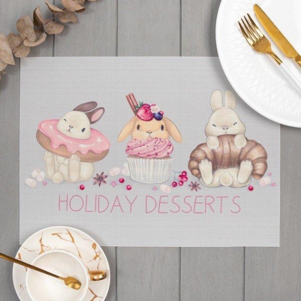 Набор салфеток на стол "Holiday desserts", ПВХ, 40*29 см, 2 шт