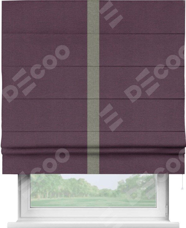 Римская штора «Кортин» с кантом Хайвэй, для проема, ткань лён димаут, фиолетовый