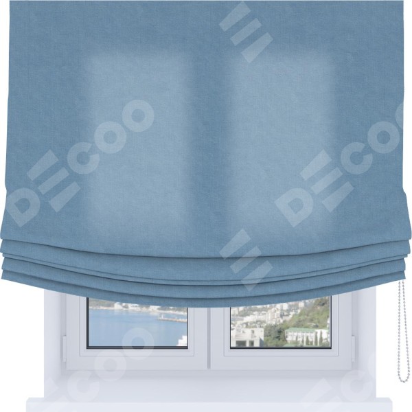 Римская штора «Кортин», канвас голубой, Soft с мягкими складками